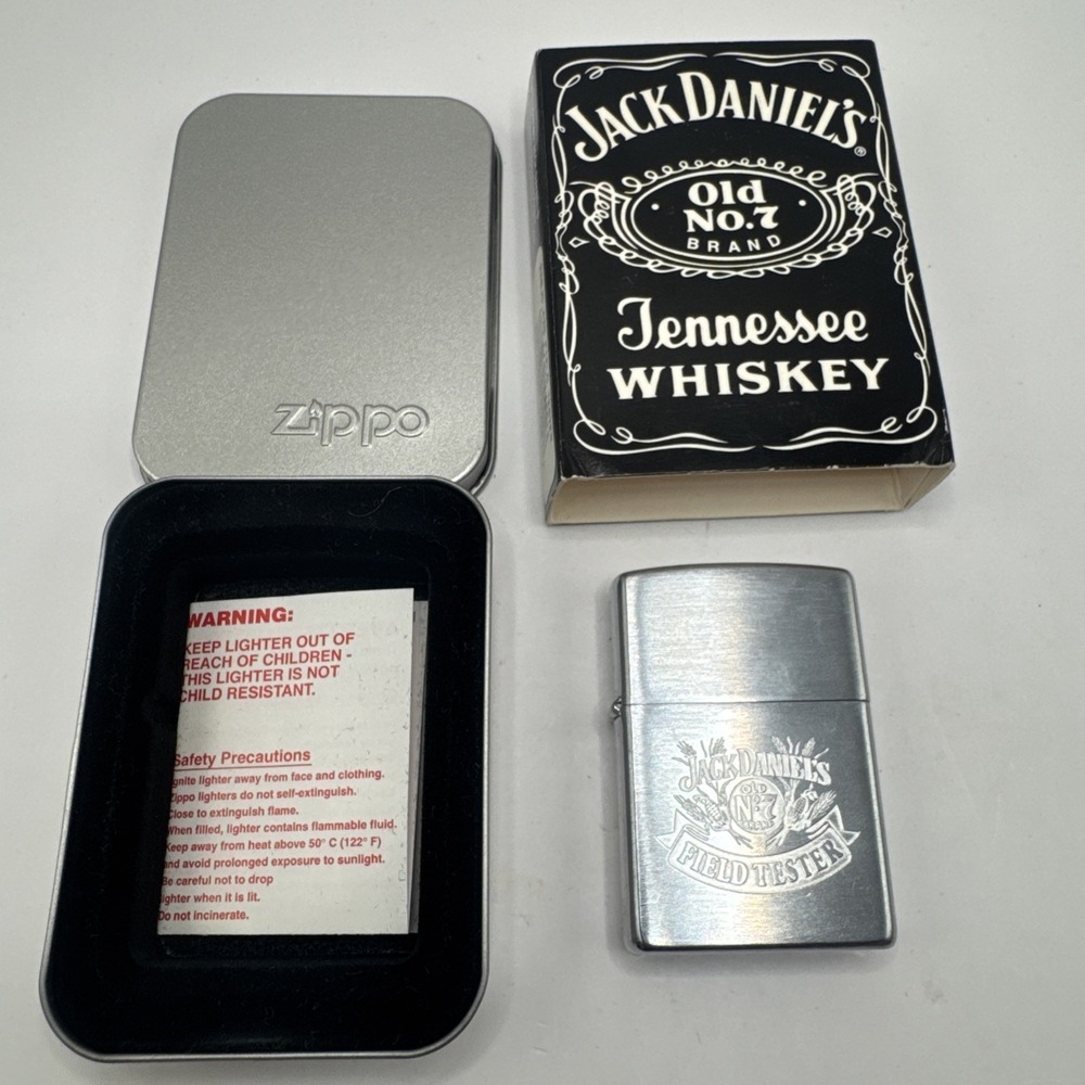 JACK DANIELS  ZIPPO LIGHTER OLD NO 7 FIELD TESTER WHISKEY H-2001 New